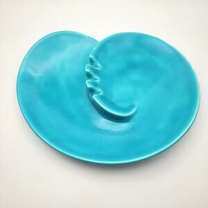 Vintage Atlantic Mold Blue Ash Tray 1960s Retro Mid‑Century Ceramic Home Decor